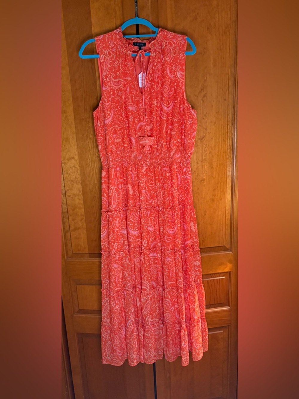 Orange And Pink Paisley Tiered Maxi Dress